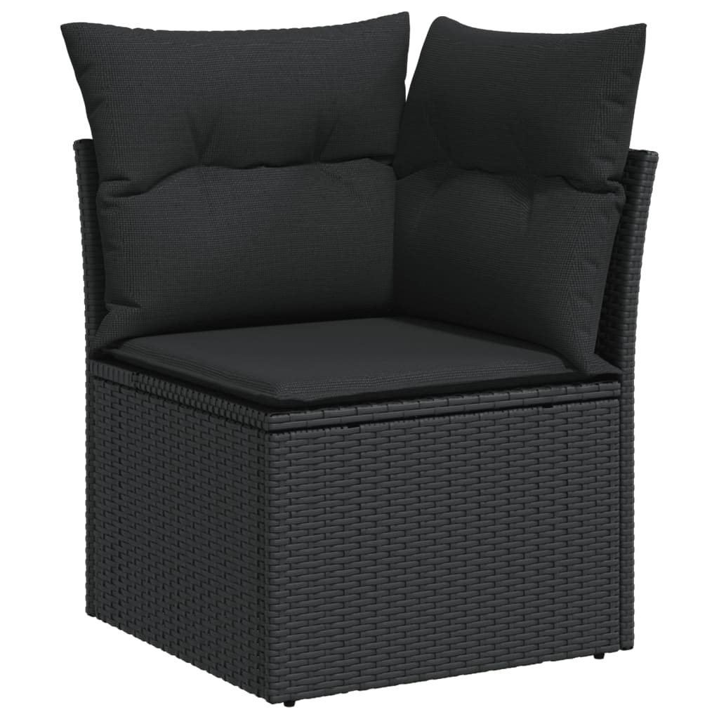 vidaXL Salon de jardin 9 pcs avec coussins Noir Résine tressée