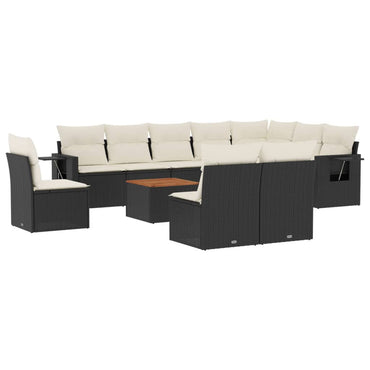 vidaXL Salon de jardin 11 pcs avec coussins Noir Résine tressée