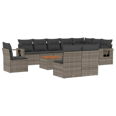 vidaXL Ensemble de canapés de jardin 11 pcs avec coussins en résine tressée gris