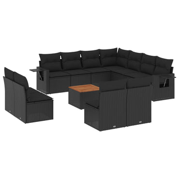 vidaXL Ensemble de canapés de jardin 12 pcs avec coussins Noir Résine tressée