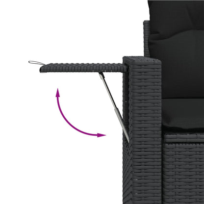 vidaXL Ensemble de canapés de jardin 12 pcs avec coussins Noir Résine tressée