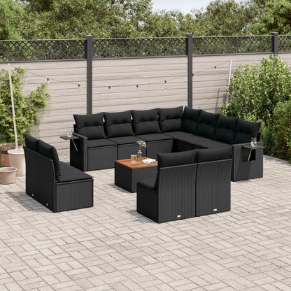 vidaXL Ensemble de canapés de jardin 12 pcs avec coussins Noir Résine tressée