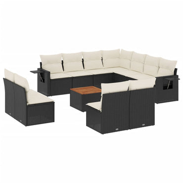 vidaXL Ensemble de canapés de jardin 12 pcs avec coussins Noir Résine tressée