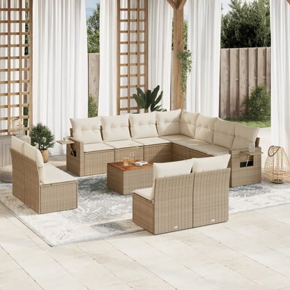 vidaXL Salon de jardin 12 pcs avec coussins résine tressée beige
