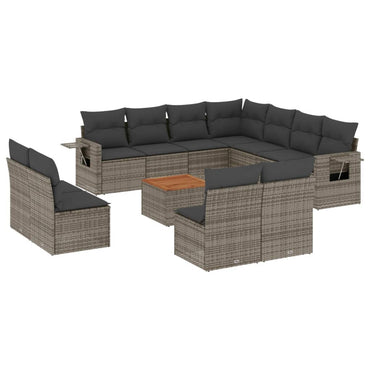 vidaXL Salon de jardin 12 pcs avec coussins Résine tressée Gris