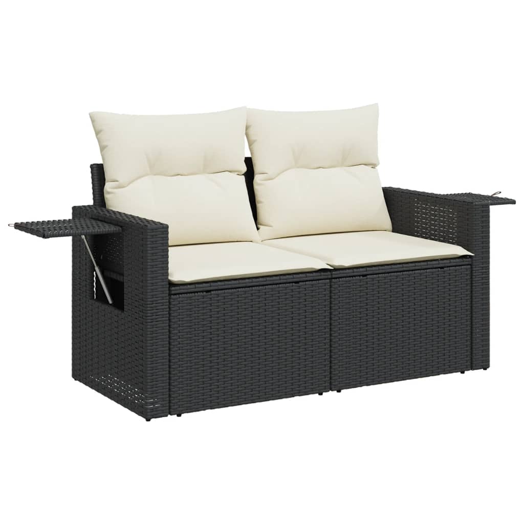 vidaXL Salon de jardin 11 pcs avec coussins Noir Résine tressée