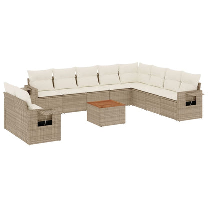 vidaXL Ensemble de canapés de jardin 11 pcs avec coussins en rotin synthétique beige