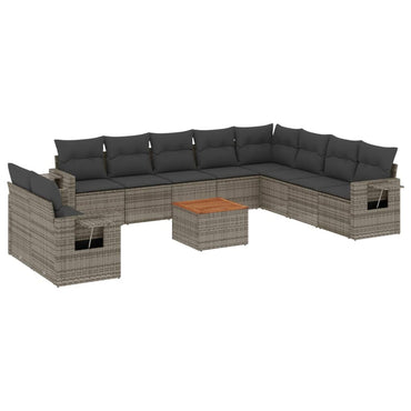 vidaXL Ensemble de canapés de jardin 11 pcs avec coussins en résine tressée gris
