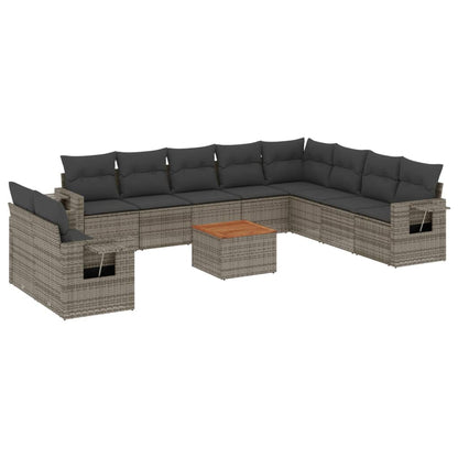 vidaXL Ensemble de canapés de jardin 11 pcs avec coussins en résine tressée gris