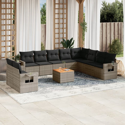 vidaXL Ensemble de canapés de jardin 11 pcs avec coussins en résine tressée gris