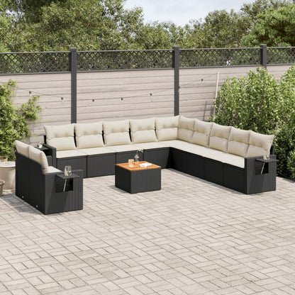 vidaXL Ensemble de canapés de jardin 12 pcs avec coussins Noir Résine tressée