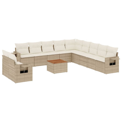 vidaXL Salon de jardin 12 pcs avec coussins résine tressée beige