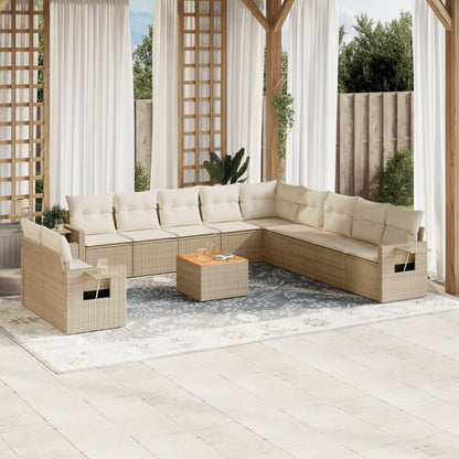 vidaXL Salon de jardin 12 pcs avec coussins résine tressée beige