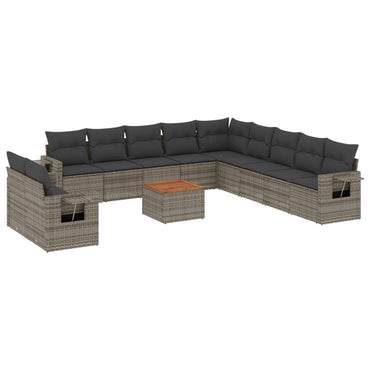 vidaXL Salon de jardin 12 pcs avec coussins Résine tressée Gris