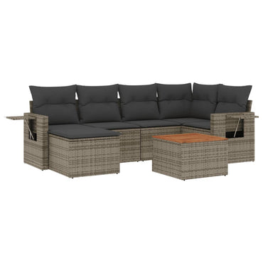 vidaXL Ensemble de canapés de jardin 7 pcs avec coussins Gris Résine tressée