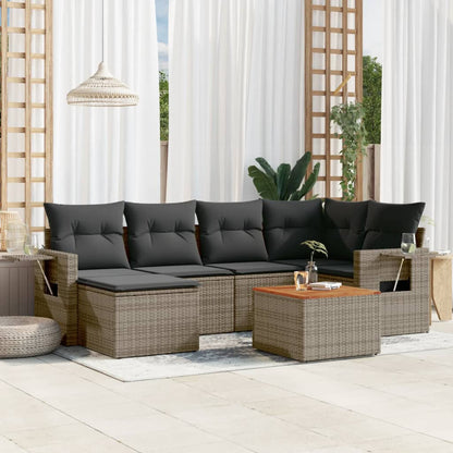 vidaXL Ensemble de canapés de jardin 7 pcs avec coussins Gris Résine tressée