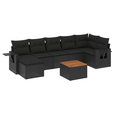 vidaXL Ensemble de canapés de jardin 8 pièces avec coussins résine tressée noir