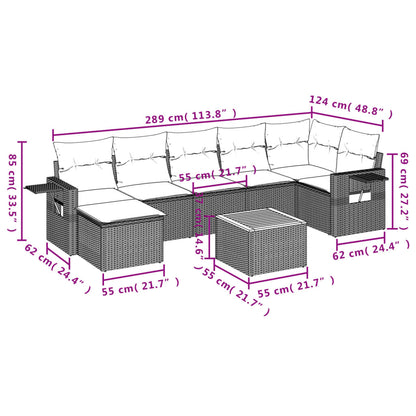 vidaXL Ensemble de canapés de jardin 8 pièces avec coussins résine tressée noir