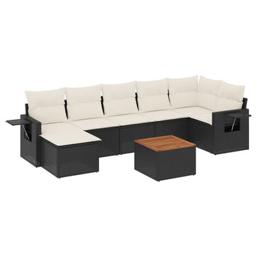 vidaXL Ensemble de canapés de jardin 8 pièces avec coussins résine tressée noir