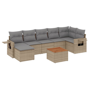 vidaXL Canapé d'angle de jardin 8 pcs avec coussins Résine tressée Beige