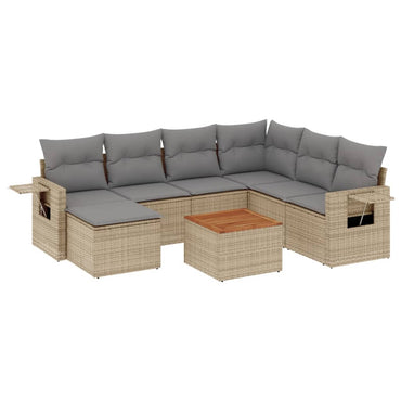 vidaXL Canapé d'angle de jardin 8 pcs avec coussins Résine tressée Beige