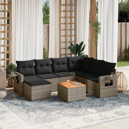 vidaXL Ensemble de canapés de jardin 8 pièces avec coussins en résine tressée grise