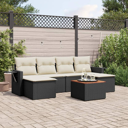 vidaXL Salon de jardin 7 pcs avec coussins Noir Résine tressée
