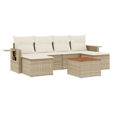 vidaXL Salon de jardin 7 pièces avec coussins en résine tressée beige