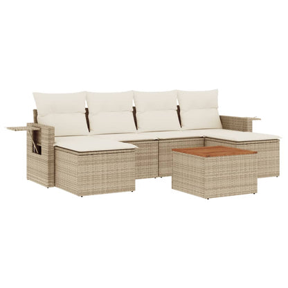 vidaXL Salon de jardin 7 pièces avec coussins en résine tressée beige