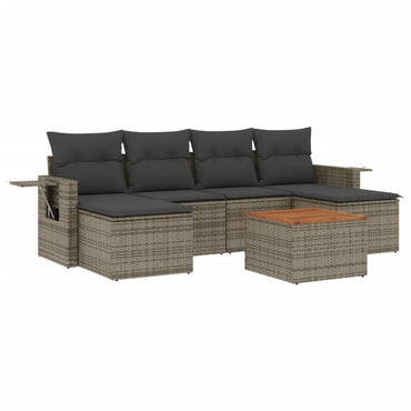 vidaXL Ensemble de canapés de jardin 7 pcs avec coussins Gris Résine tressée