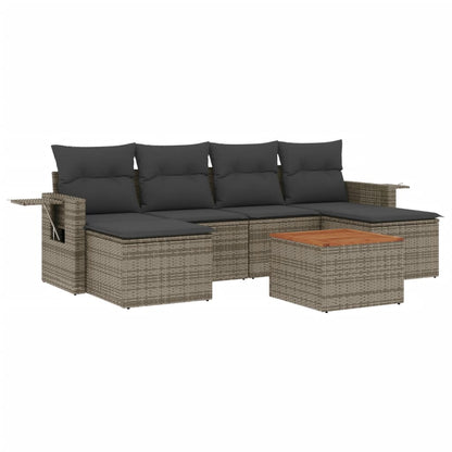 vidaXL Ensemble de canapés de jardin 7 pcs avec coussins Gris Résine tressée