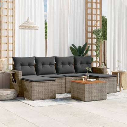 vidaXL Ensemble de canapés de jardin 7 pcs avec coussins Gris Résine tressée