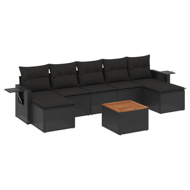 vidaXL Ensemble de canapés de jardin 8 pièces avec coussins résine tressée noir