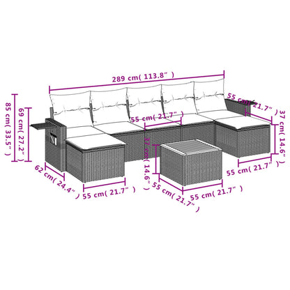 vidaXL Ensemble de canapés de jardin 8 pièces avec coussins résine tressée noir