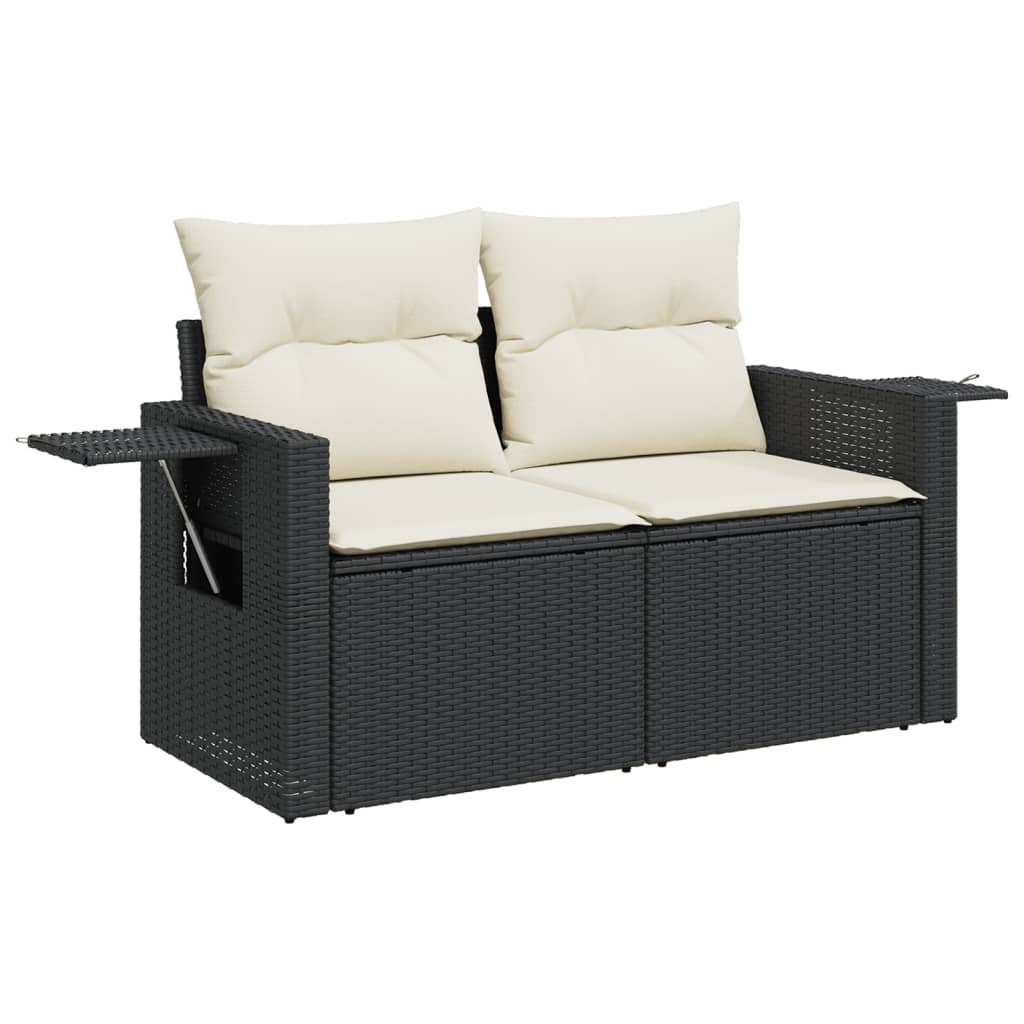 vidaXL Ensemble de canapés de jardin 8 pièces avec coussins résine tressée noir