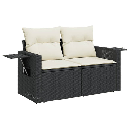 vidaXL Ensemble de canapés de jardin 8 pièces avec coussins résine tressée noir