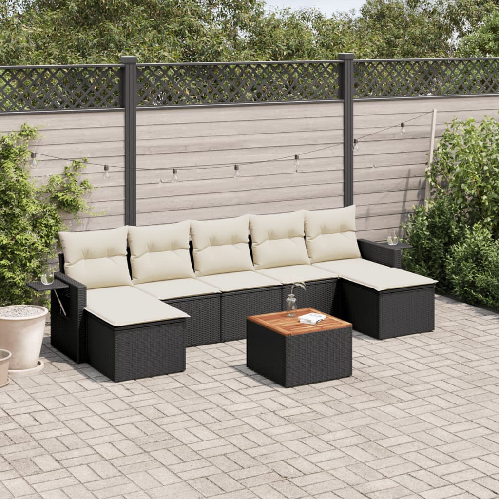 vidaXL Ensemble de canapés de jardin 8 pièces avec coussins résine tressée noir