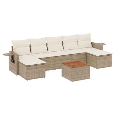 vidaXL Canapé d'angle de jardin 8 pcs avec coussins Résine tressée Beige