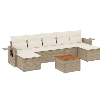 vidaXL Canapé d'angle de jardin 8 pcs avec coussins Résine tressée Beige