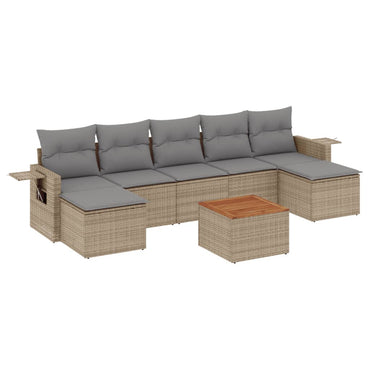 vidaXL Canapé d'angle de jardin 8 pcs avec coussins Résine tressée Beige