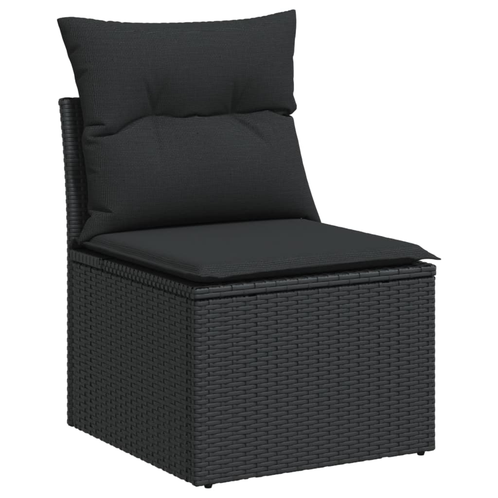 vidaXL Salon de jardin 10 pcs avec coussins Noir Résine tressée
