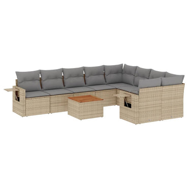 vidaXL Salon de jardin 10 pcs avec coussins beige résine tressée