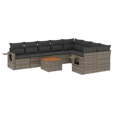 vidaXL Salon de jardin 10 pcs avec coussins résine tressée gris