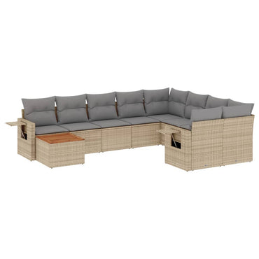vidaXL Salon de jardin 10 pcs avec coussins beige résine tressée