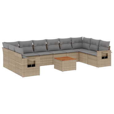 vidaXL Ensemble de canapés de jardin 11 pcs avec coussins en rotin synthétique beige