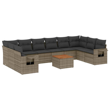 vidaXL Ensemble de canapés de jardin 11 pcs avec coussins en résine tressée gris