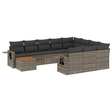 vidaXL Ensemble de canapés de jardin 11 pcs avec coussins en résine tressée gris