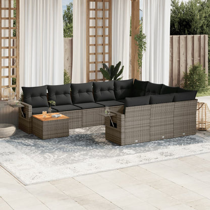vidaXL Ensemble de canapés de jardin 11 pcs avec coussins en résine tressée gris