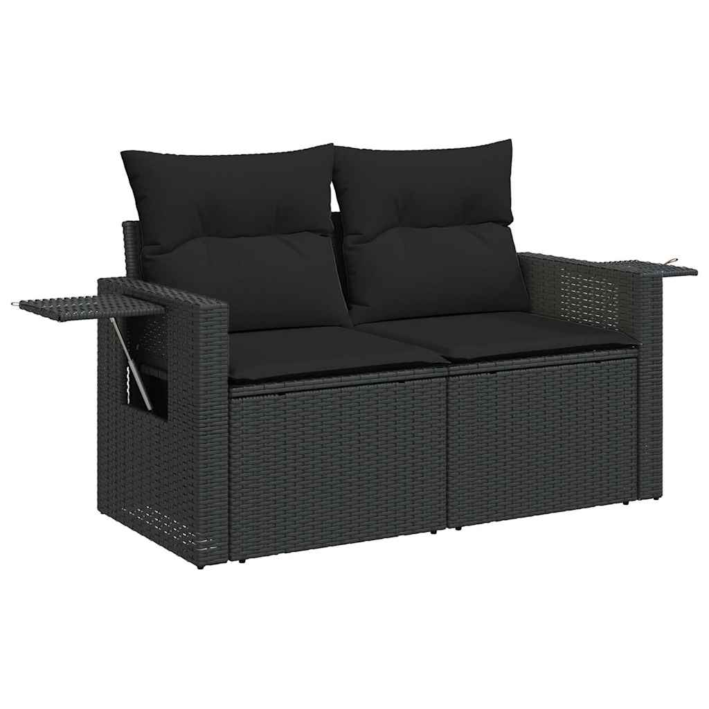 vidaXL Salon de jardin 11 pcs avec coussins Noir Résine tressée