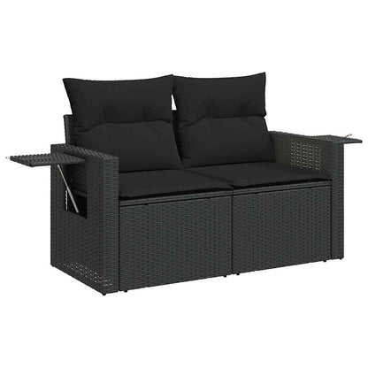 vidaXL Salon de jardin 11 pcs avec coussins Noir Résine tressée